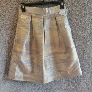 Simply Styled mettalic pleaed lined zip back skirt, size SP New with Tags